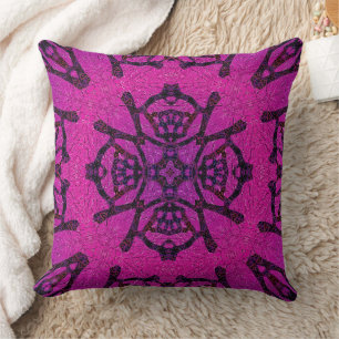 Fettes Rosa und Lila geometrisches Muster Kissen