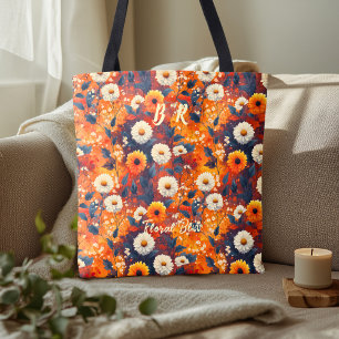 Fettes rotes Blumenmuster – Künstlerische Gänseblü Tasche