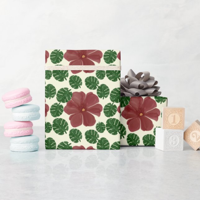 Fettes rotes florales nahtloses Muster   Geschenkpapier (Babyparty)