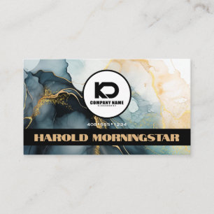 Fettes rundes Logo und QR-Code Indigo Gold Fluid-T Visitenkarte