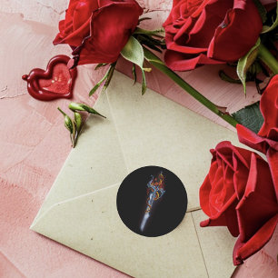 Fettes Schwarzes Fantasy-Drachenschwert Rote Rosen Runder Aufkleber