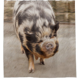 Fettes Schwein Duschvorhang