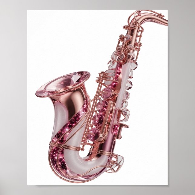 Fettes Silber PINK SAXOPHONE Maßdesign Poster (Vorne)