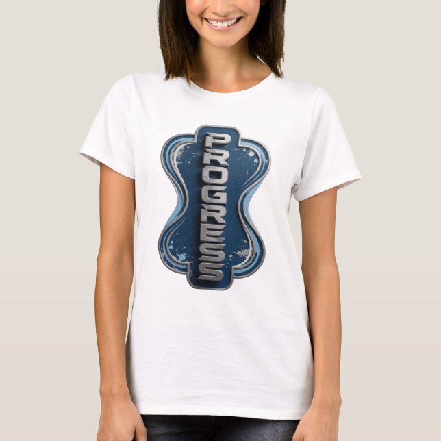Fettes Silber PROGRESS Druck T-Shirt (Vorderseite)