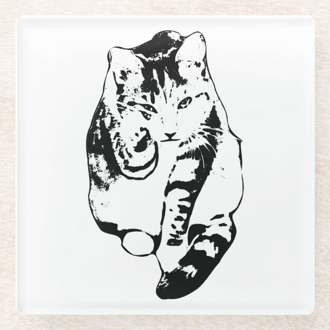 Fettfarben Cat Untersetzer Set (Vorderseite)