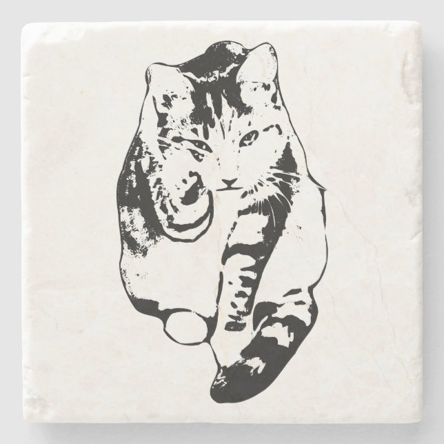 Fettfarben Cat Untersetzer Set (Vorderseite)