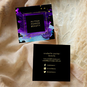 Fettfarbener Splash mit Imitaten Gold Look Akzente Quadratische Visitenkarte