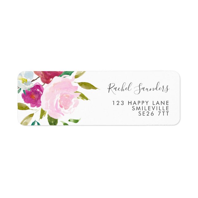 Fettfarbige Floral Address Labels (Vorne)