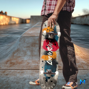 Fettfarbiges abstraktes Blockdesign - Live to Ride Skateboard