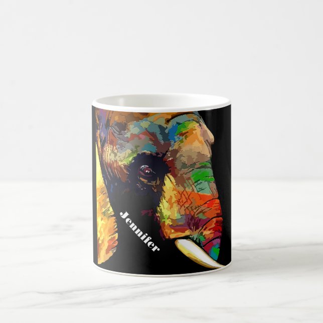 Fettfarbiges Elefantenkopfportrait Personalisiert Kaffeetasse (Mittel)