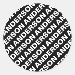 Fettformatierter bearbeitbarer Name   Einfach Schw Runder Aufkleber