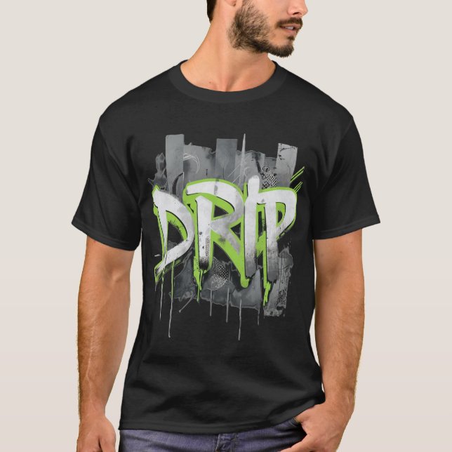 Fettformatierter Graffiti-TROPFEN-Text mit Neon Gr T-Shirt (Vorderseite)