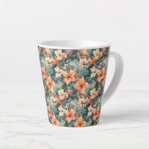 Fettformatierter tropischer Hibiskus Print Keramik Milchtasse