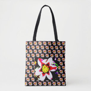 Fettformatierung der abstrakten Blume auf schwarz Tasche