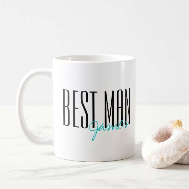 Fettformatige Briefe "Trauzeuge" Personalisierte H Kaffeetasse (Mit Donut)