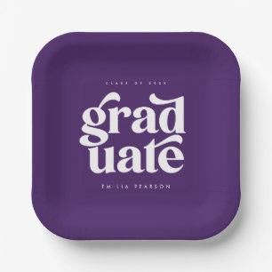 Fettformatige Lila Graduierungsparty Pappteller