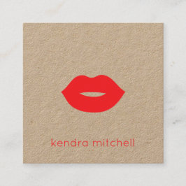 Fettformatige Minimalistische Rot-Lippen-Logos für Quadratische Visitenkarte