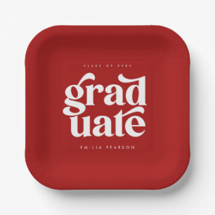 Fettformatige Red Graduation Party Pappteller