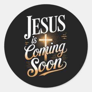 Fettgedruckt Jesus Kommt Bald Christliche Bekleidu Runder Aufkleber