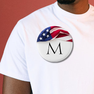 Fettgedruckte amerikanische Flagge monogrammiert Button