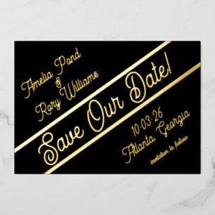 Fettgedruckte diagonale Folien-Save-the-Date-Karte Folieneinladung