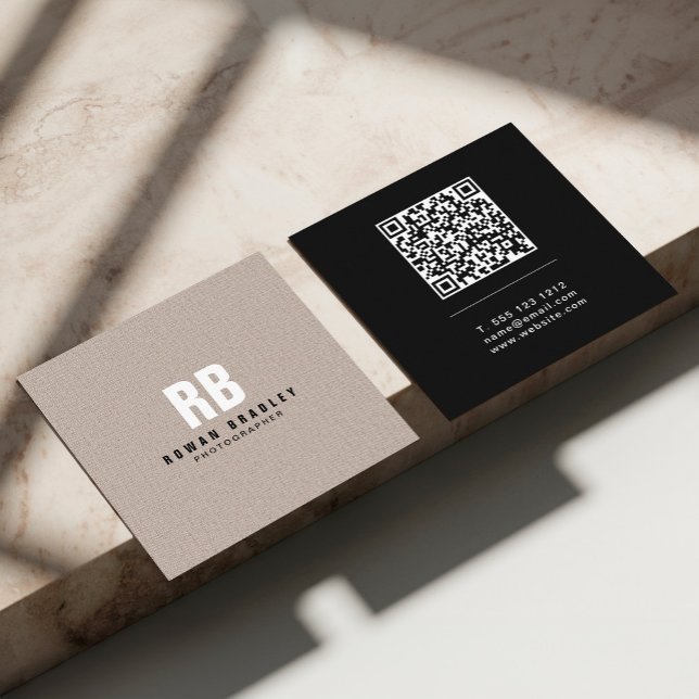Fettgedruckte Monogramm-Leinen- oder Code-Visitenk Quadratische Visitenkarte (Von Creator hochgeladen)
