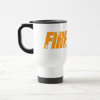 Fettgedruckte Orange FIRE Flammenschrift Edelstahl Reisebecher