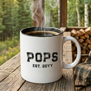 Fettgedruckte Pops Est Jahr Opa Spitzname Varsity Zweifarbige Tasse