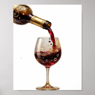 Fettgedruckter Gold-Rotwein-Slogan-Shirt Poster