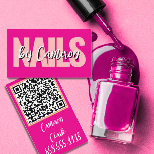 Fettgedruckter Nagel-Künstler Hot Pink Hintergrund Visitenkarte