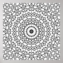 Fettgedrucktes Gitterstern-Mandala-Muster-Farbkuns Poster