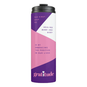 Fettgedrucktes Herz Lila Rosa Dankbarkeitsbejahung Thermosbecher