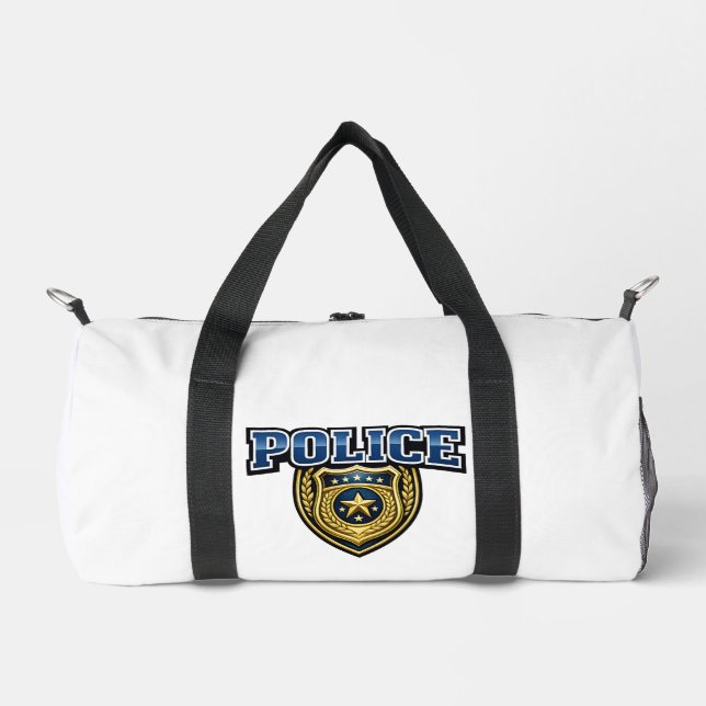 Fettgedrucktes Polizeidienstabzeichen-Textdesign Duffle Bag (Vorderseite)