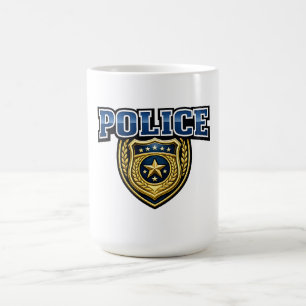 Fettgedrucktes Polizeidienstabzeichen-Textdesign Kaffeetasse