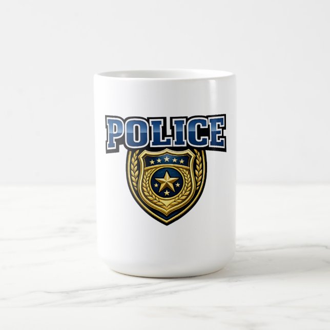Fettgedrucktes Polizeidienstabzeichen-Textdesign Kaffeetasse (Mittel)