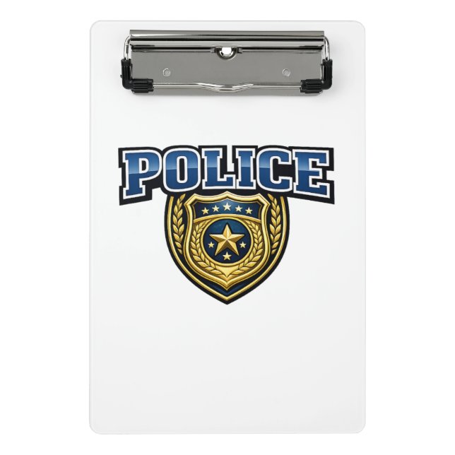 Fettgedrucktes Polizeidienstabzeichen-Textdesign Mini Klemmbrett (Vorderseite)