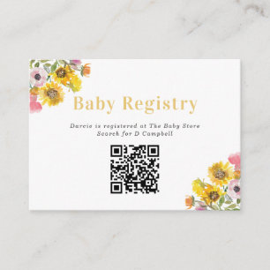Fettgelb und rosa Blume Kinderregister QR-Code Begleitkarte