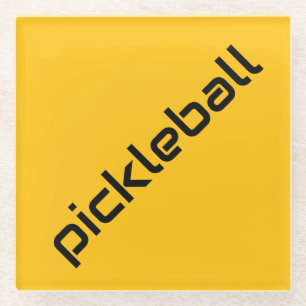 Fettgelber schwarzer Diagonal PICKLEBALL Text Glasuntersetzer