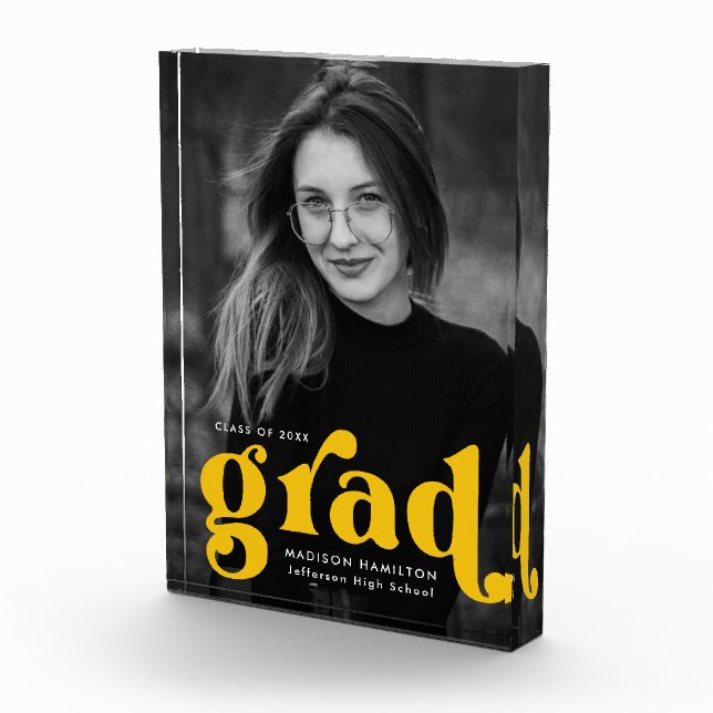 Fettgelber Typografie-Abschluss Fotoblock (Rechts)