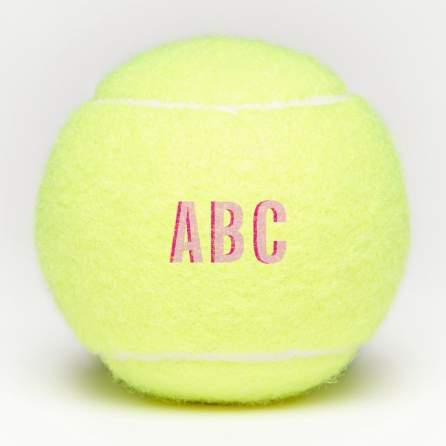 Fettgestrichene Rosa-3-Letter-Monogramm Tennisbälle (Vorderseite)