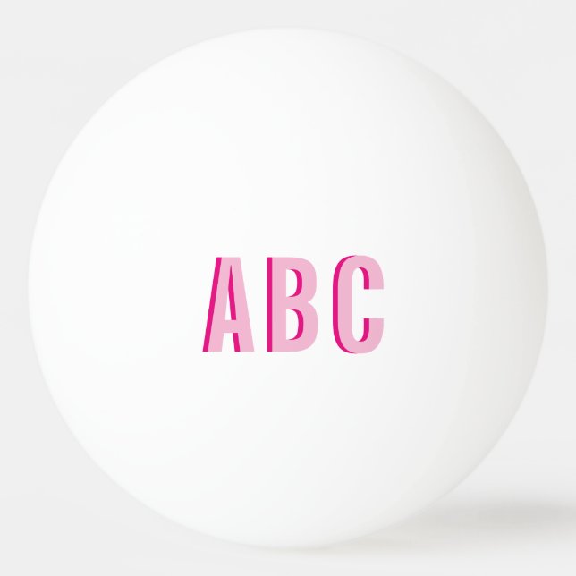 Fettgestrichene Rosa-3-Letter-Monogramm Tischtennisball (Vorderseite)