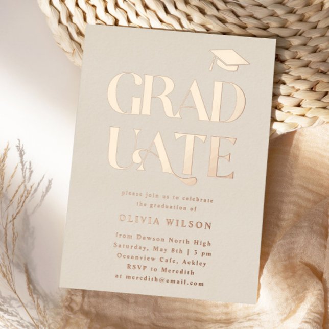 Fettgewachsene Graduate Graduate Party Cream Folieneinladung (Von Creator hochgeladen)