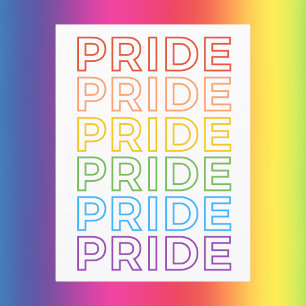 Fettgewebe Rainbow Wiederholte PRIDE Typografie Postkarte