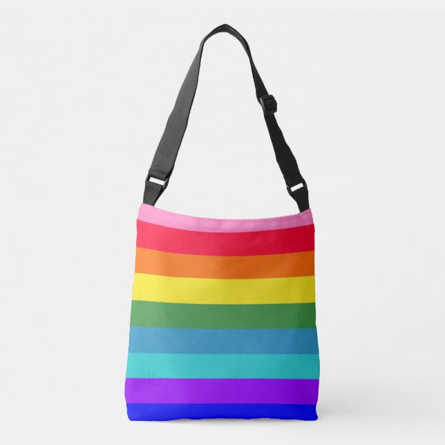 Fettgewebter Regenbogen Tüte Tragetaschen Mit Langen Trägern (Vorderseite)