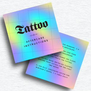 Fettgewebter Unicorn Regenbogen Tattoo Aftercare I Quadratische Visitenkarte