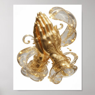 Fettgold BETENDE HÄNDE Künstlerisches Motiv Poster