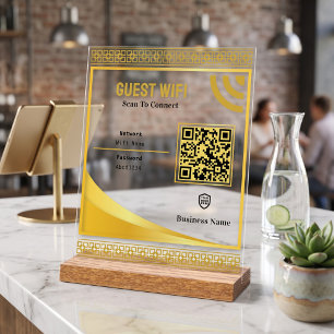 Fettgold-Filigran-Geschäfts-Wifi-Passwort Acrylschild
