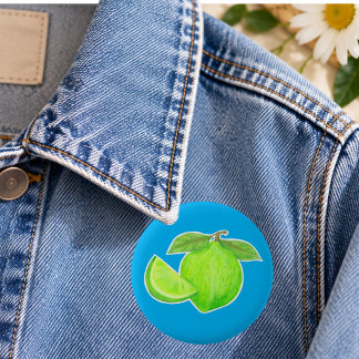 Fettgrüne Limette und Keil auf strahlendem Blau Button
