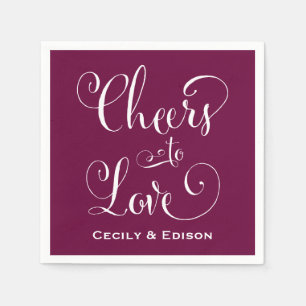 Fettiges Burgund Prost auf die Liebe Hochzeit Serviette