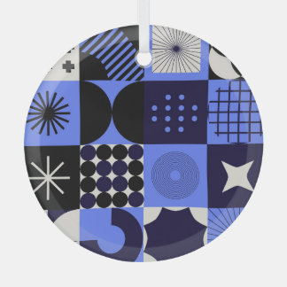 Fettiges geometrisches Bauhaus-Retrofuturistisches Ornament Aus Glas